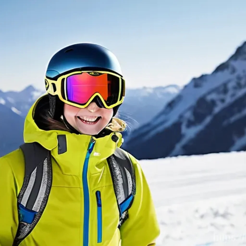 초보자를 위한 스키장비 선택법 - **Prompt 1: First-Time Skier's Joyful Struggle** "A young person, approximately 16 years old, is...