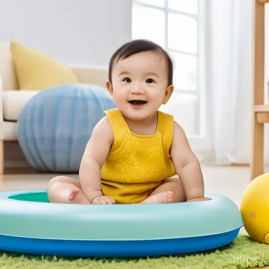 유소년용 스포츠 장비 추천 - **Prompt:** A cheerful toddler, around 18 months old, wearing a clean, colorful diaper and a cute ye...